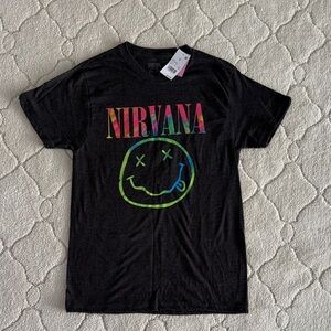 NIRVANA Adult Tee with Multicolor Logo-size M